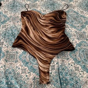 Striped print bodysuit